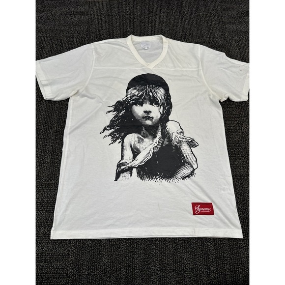 SS15 Supreme Broadway Football top Les Miserables Tee white T-shirt top Size XL - Picture 1 of 13